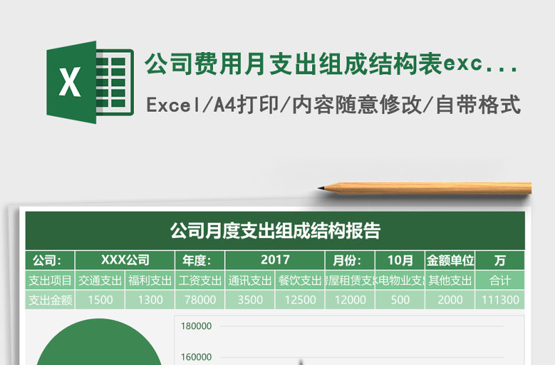 公司費用月支出組成結構表excel模板表格