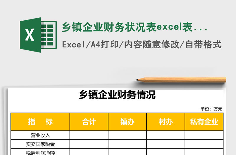 鄉鎮企業財務狀況表excel表格模板