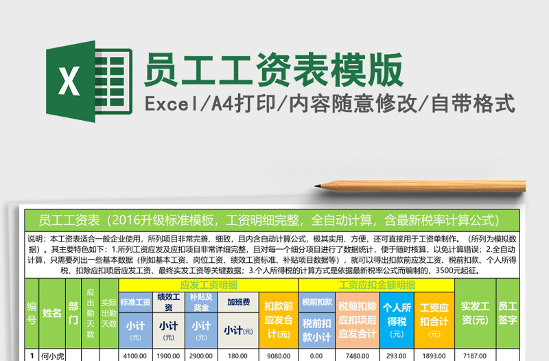 員工工資表模版