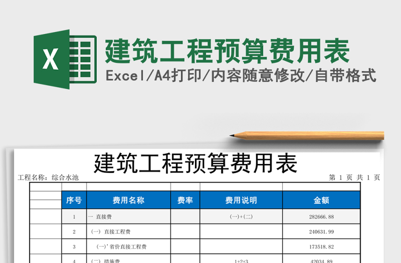 建筑工程預(yù)算費用表