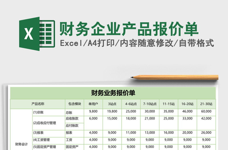 財務企業(yè)產(chǎn)品報價單