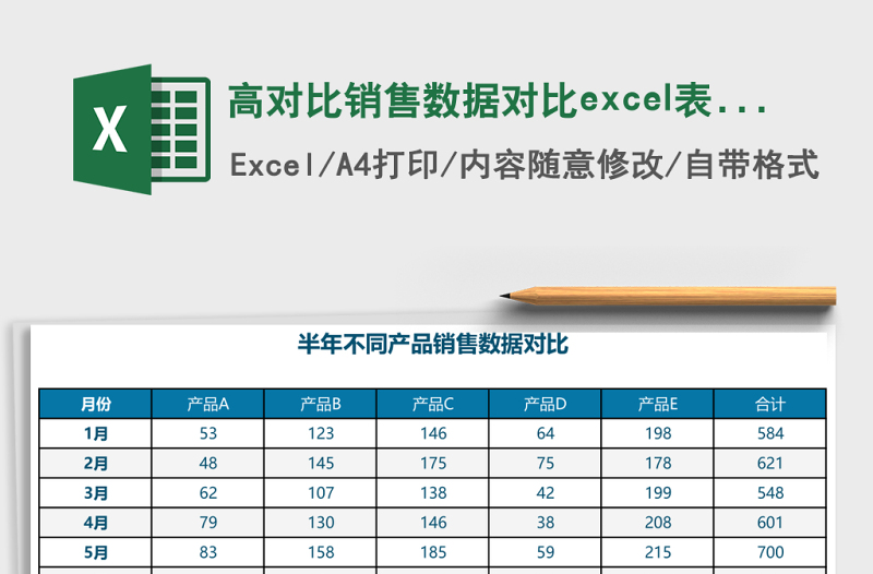 高對(duì)比銷售數(shù)據(jù)對(duì)比excel表格模板