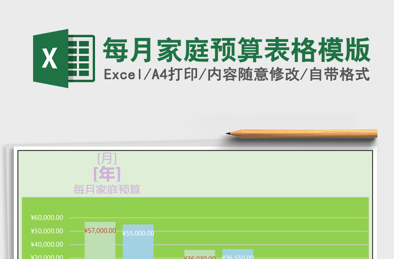 每月家庭預算表格模版