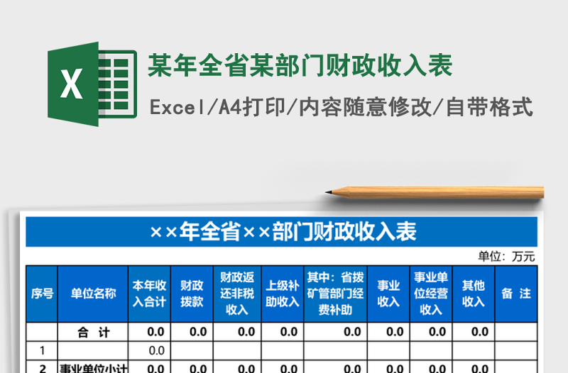 某年全省某部門財(cái)政收入表