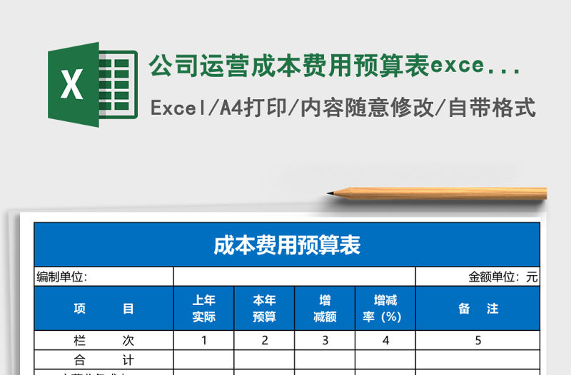 公司運營成本費用預算表excel表格