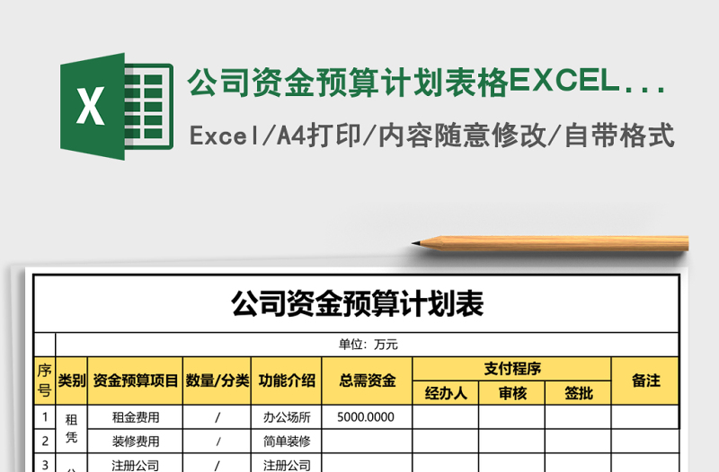 公司資金預(yù)算計(jì)劃表格EXCEL表格模板