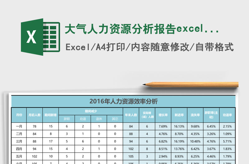 大氣人力資源分析報告excel模板