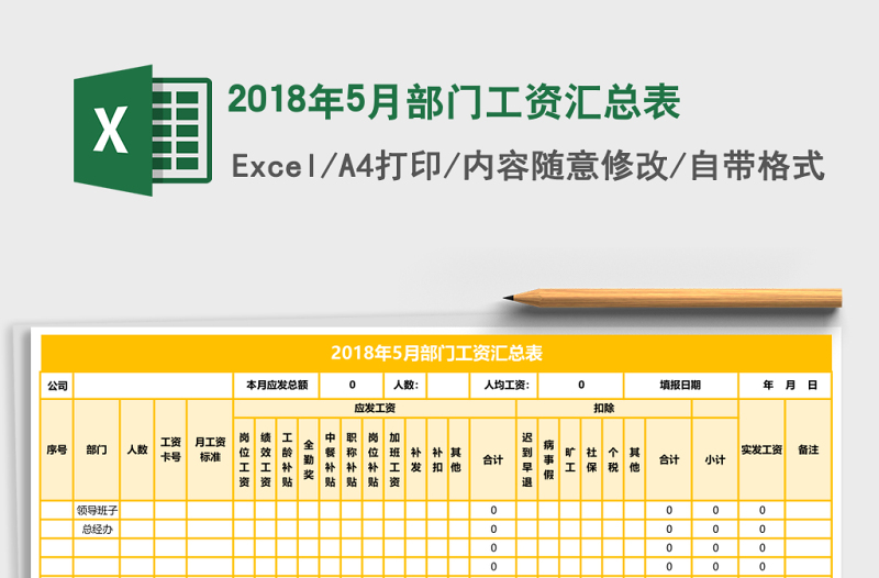 2018年5月部門工資匯總表