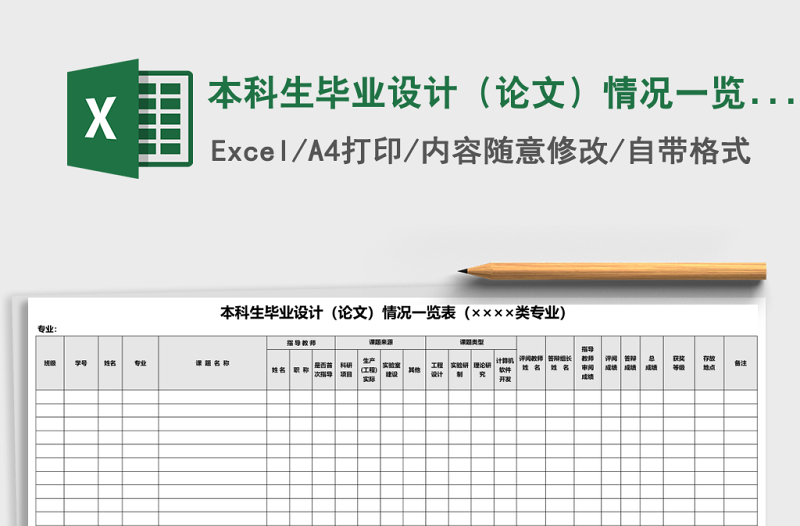 本科生畢業(yè)設(shè)計(jì)(論文)情況一覽表(××××類專業(yè))