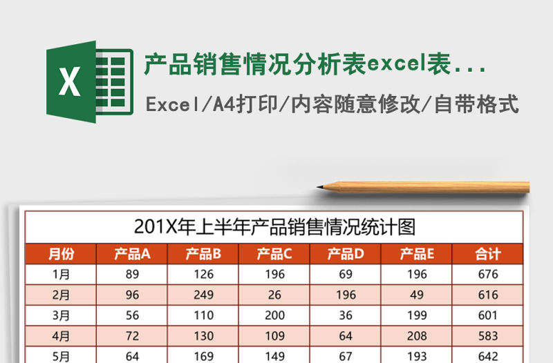 產(chǎn)品銷售情況分析表excel表格模板