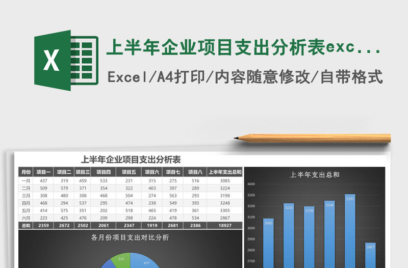 上半年企業項目支出分析表excel模板