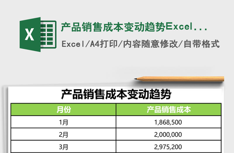產品銷售成本變動趨勢Excel模板