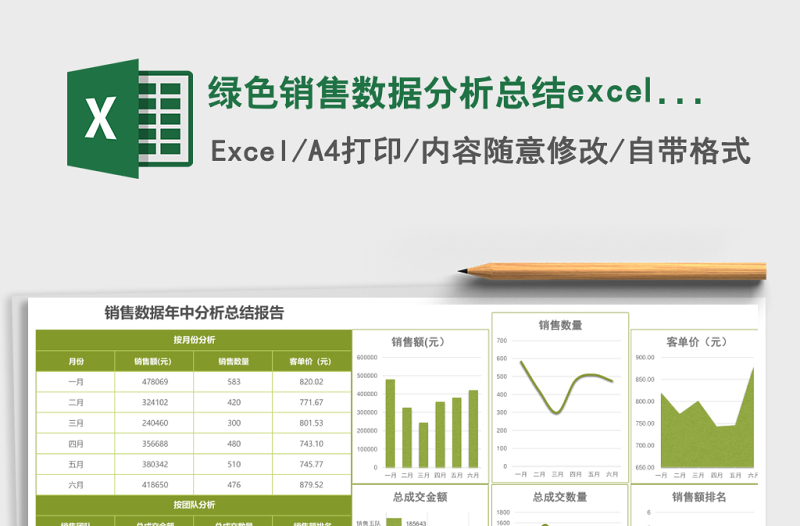 綠色銷售數(shù)據(jù)分析總結(jié)excel模板