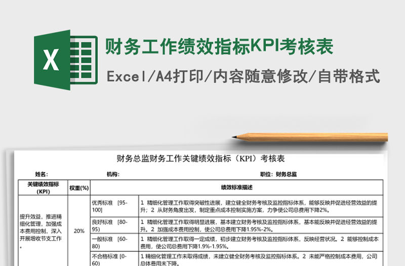 財務工作績效指標KPI考核表