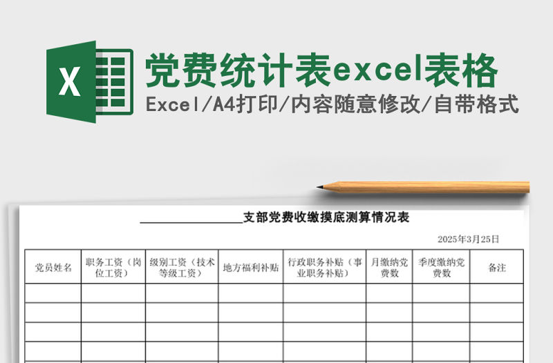 黨費統計表excel表格