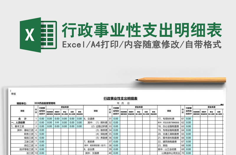 行政事業(yè)性支出明細(xì)表