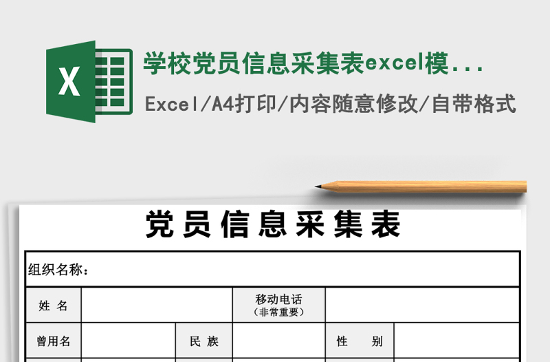 學(xué)校黨員信息采集表excel模板