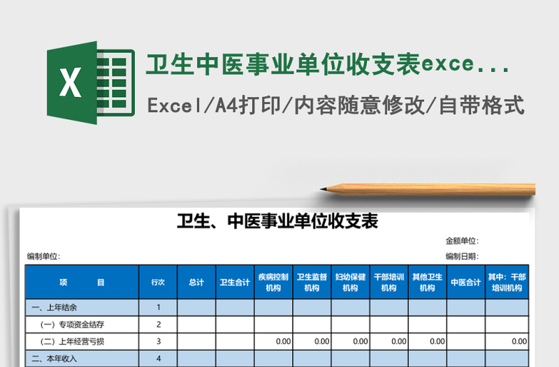 衛(wèi)生中醫(yī)事業(yè)單位收支表excel表格