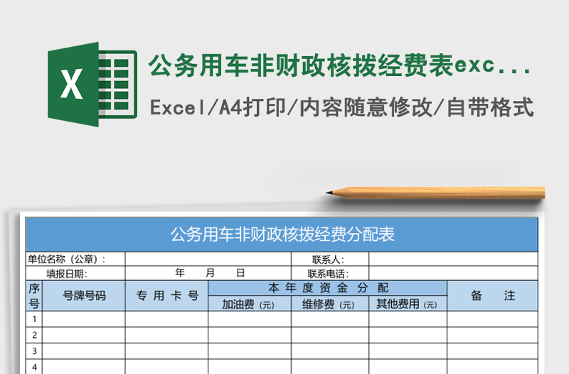 公務用車非財政核撥經(jīng)費表excel表格