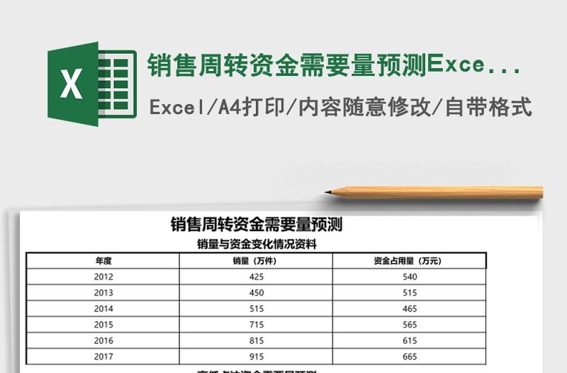 銷(xiāo)售周轉(zhuǎn)資金需要量預(yù)測(cè)Excel模板
