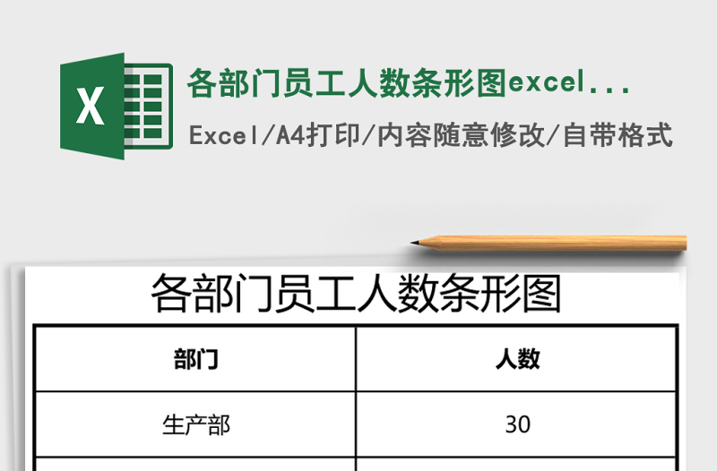 各部門(mén)員工人數(shù)條形圖excel模板