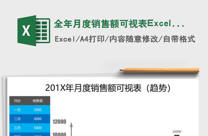 全年月度銷售額可視表Excel模板