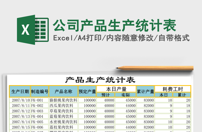 公司產品生產統(tǒng)計表