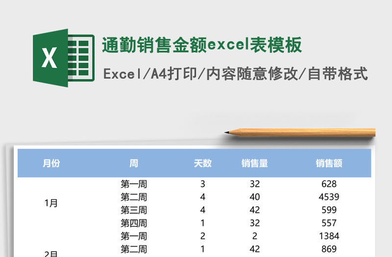 通勤銷售金額excel表模板