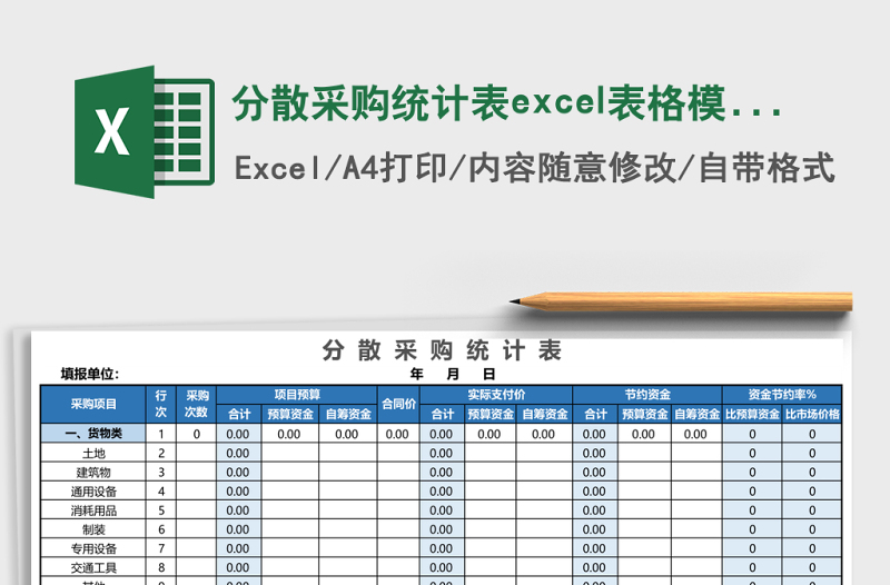 分散采購統(tǒng)計表excel表格模板