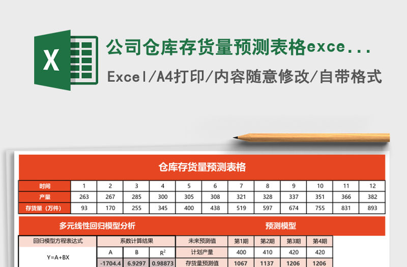 公司倉庫存貨量預測表格excel表格模板