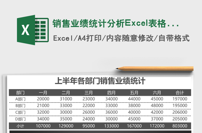銷售業(yè)績(jī)統(tǒng)計(jì)分析Excel表格模板