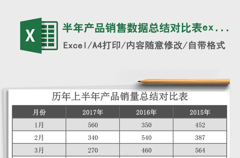 半年產品銷售數據總結對比表excel模板