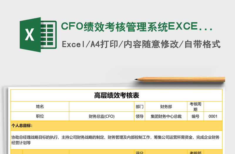 CFO績效考核管理系統(tǒng)EXCEL模板表格
