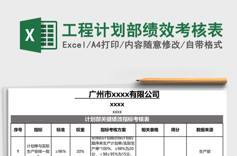 工程計(jì)劃部績(jī)效考核表