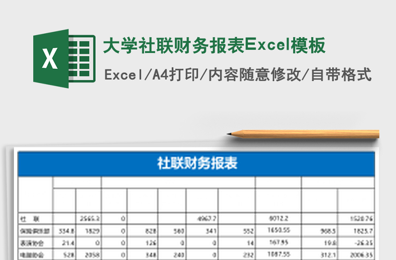大學(xué)社聯(lián)財(cái)務(wù)報(bào)表Excel模板