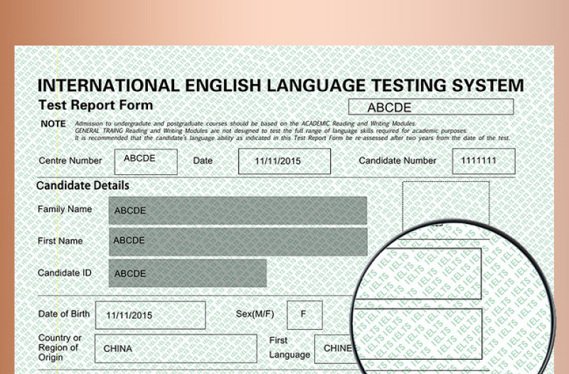 雅思英语考试证书