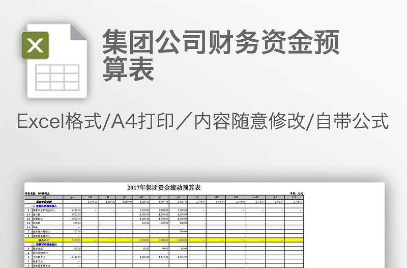 集团公司财务资金预算表