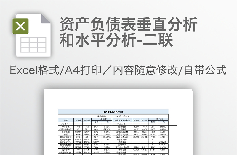 資產(chǎn)負(fù)債表垂直分析和水平分析-二聯(lián)