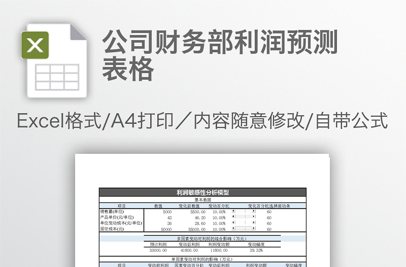公司財(cái)務(wù)部利潤(rùn)預(yù)測(cè)表格