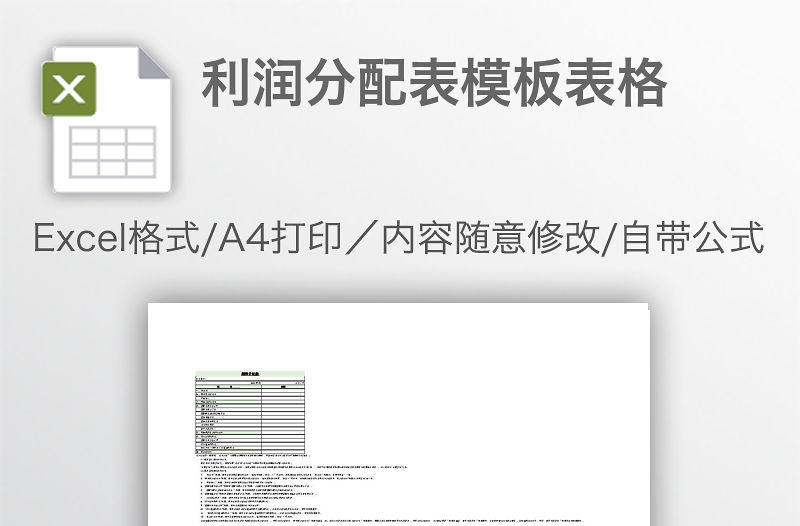 利潤分配表模板表格