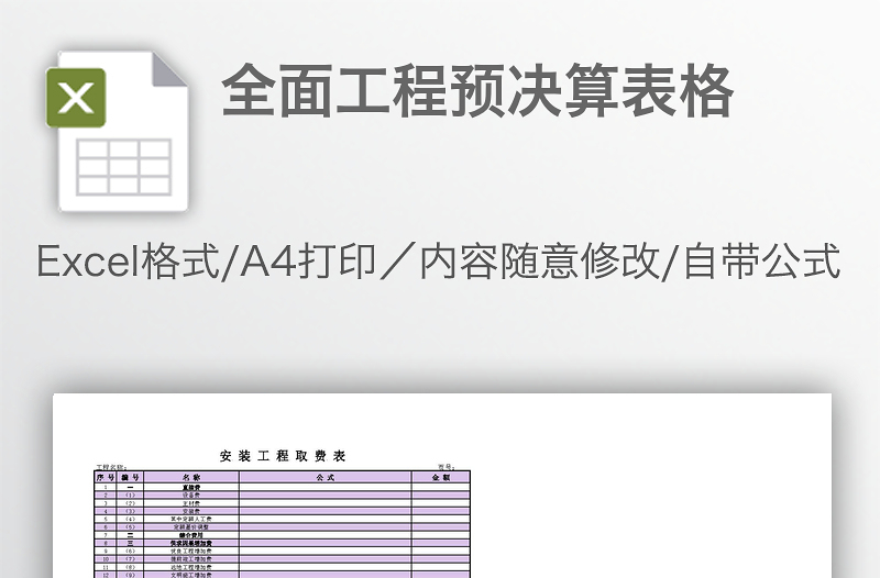 全面工程預(yù)決算表格
