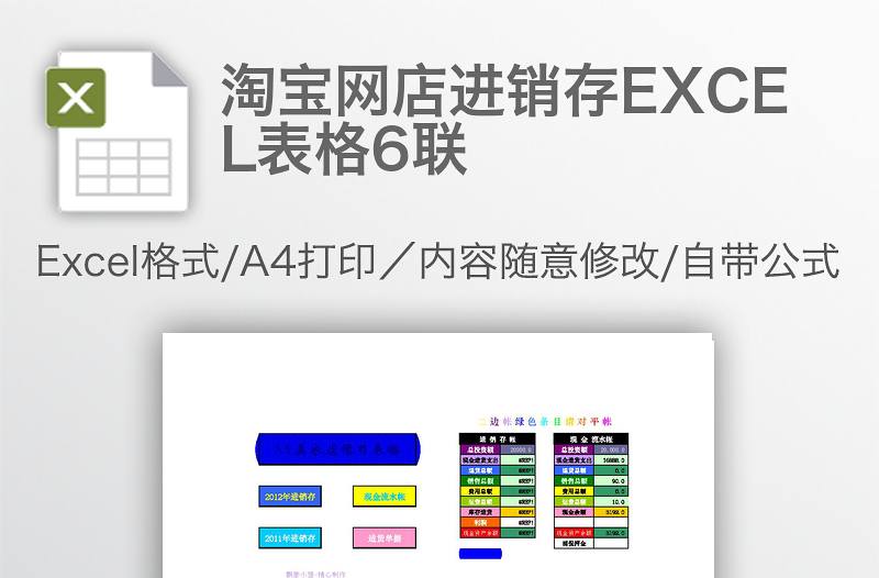 淘寶網(wǎng)店進(jìn)銷(xiāo)存EXCEL表格6聯(lián)