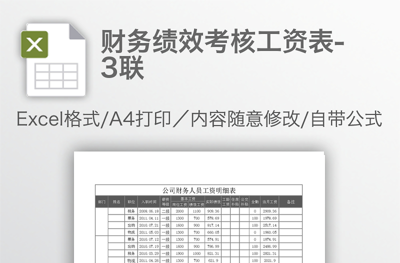 财务绩效考核工资表-3联