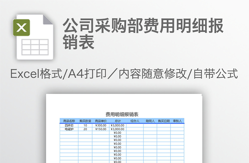公司采購部費(fèi)用明細(xì)報(bào)銷表
