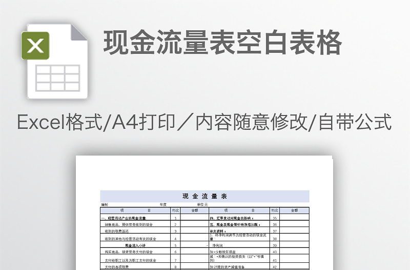 現(xiàn)金流量表空白表格
