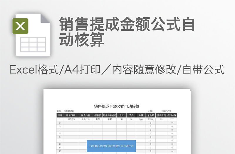 銷售提成金額公式自動核算