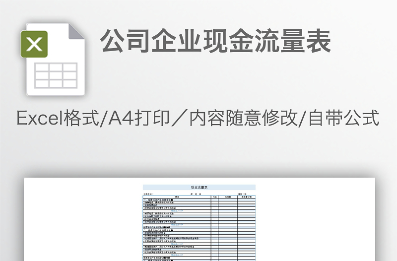 公司企業(yè)現(xiàn)金流量表