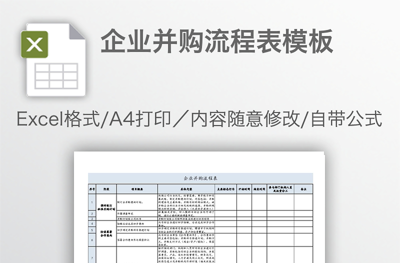 企業(yè)并購流程表模板