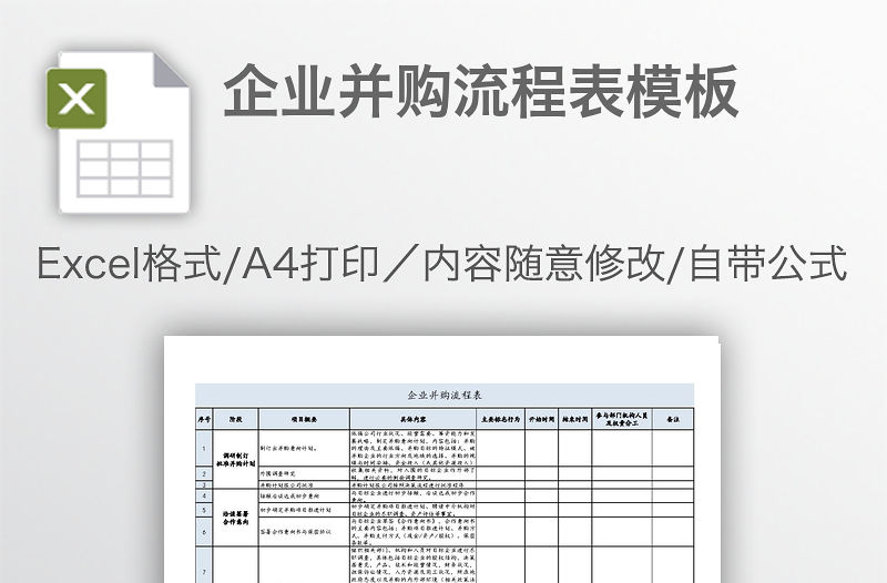 企業并購流程表模板