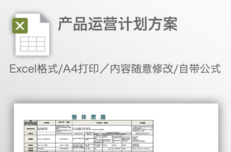 產(chǎn)品運(yùn)營計劃方案